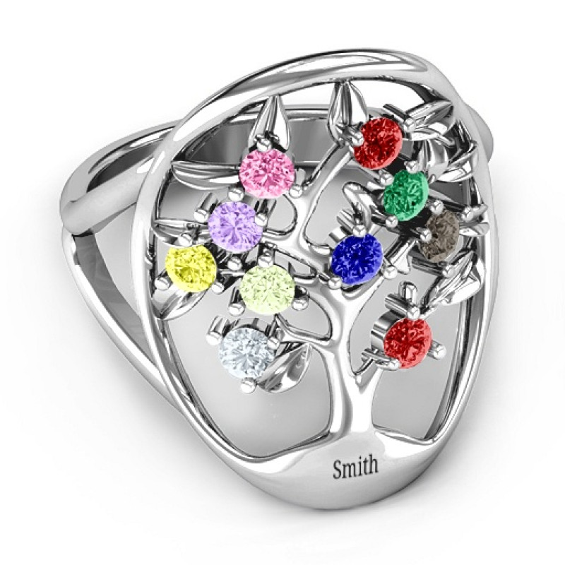Oval Family Tree Ring Oval Family Tree Ring with birthstone settings