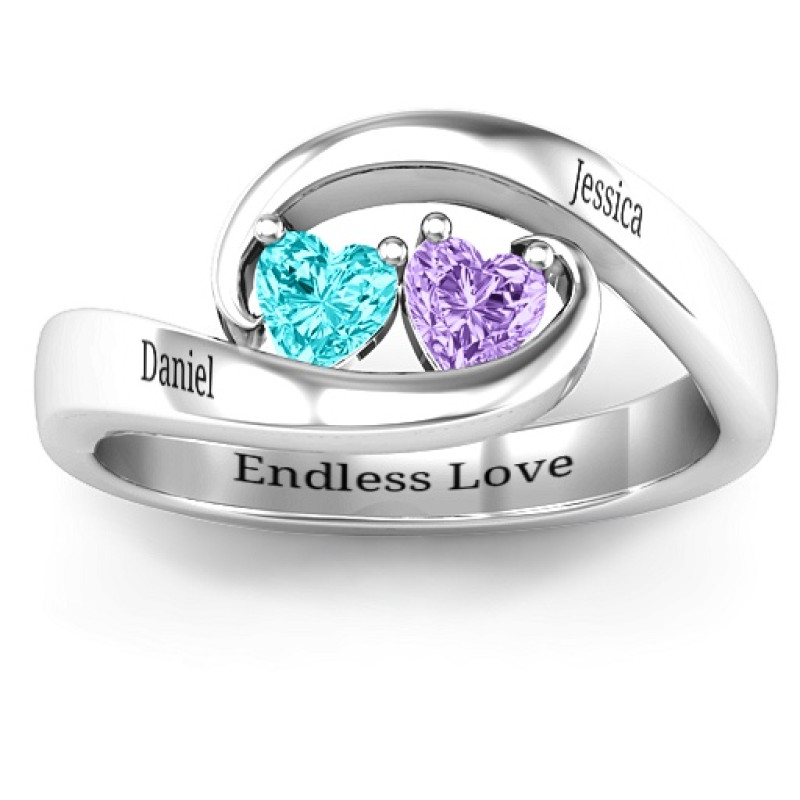 Pair of Hearts Ring Pair of Hearts Ring with two heart-cut stones