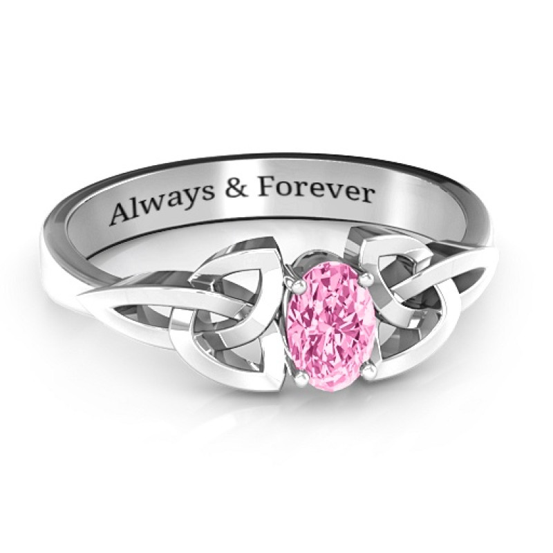 Trinity Knot Oval Engagement Ring with White Topaz Stone Trinity knot oval engagement ring with white topaz stone