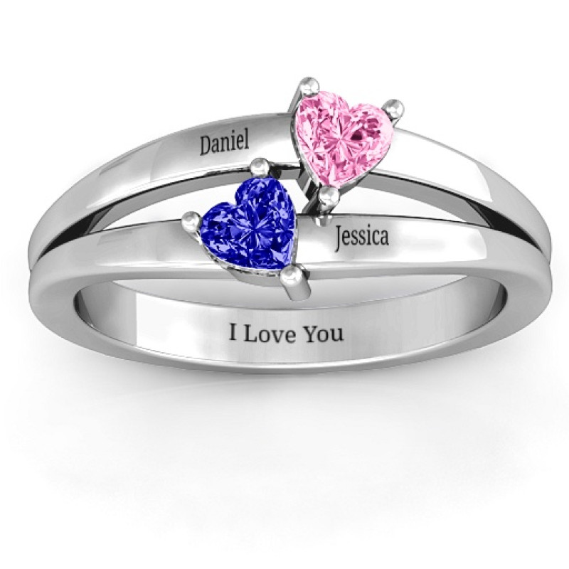 Twin Hearts Ring Angle View Twin Hearts Ring shown from an angled view