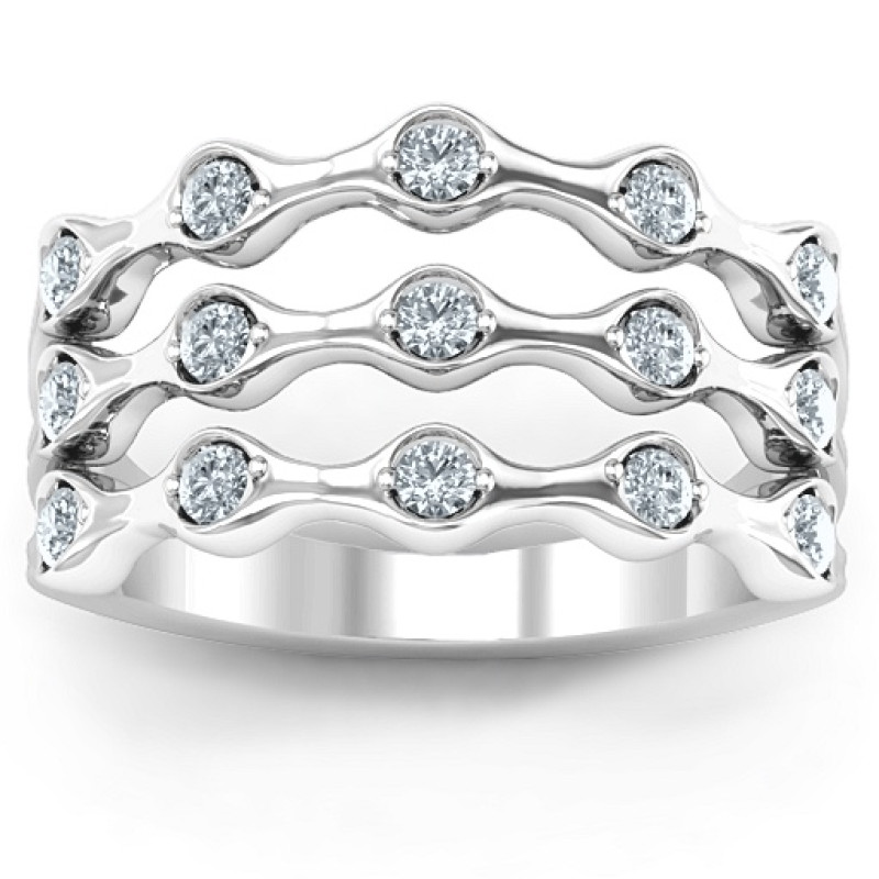 Alternating Stone Fashion Wave Ring product image