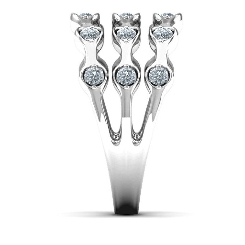 Alternating Stone Fashion Wave Ring product image
