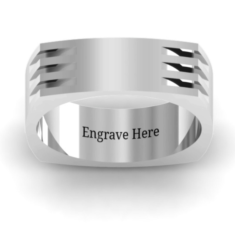 Aero Grooved Square Men's Ring Aero grooved square men's ring product image