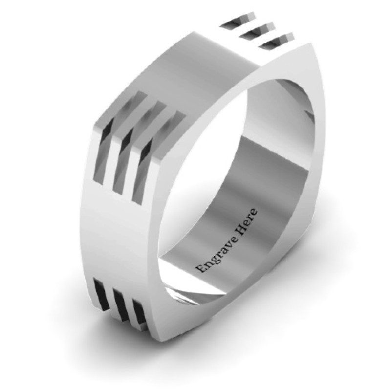 Aero Grooved Square Men's Ring Aero grooved square men's ring product image