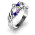 Ariel Wave and Swirl Ring with grooved wave details and round stones