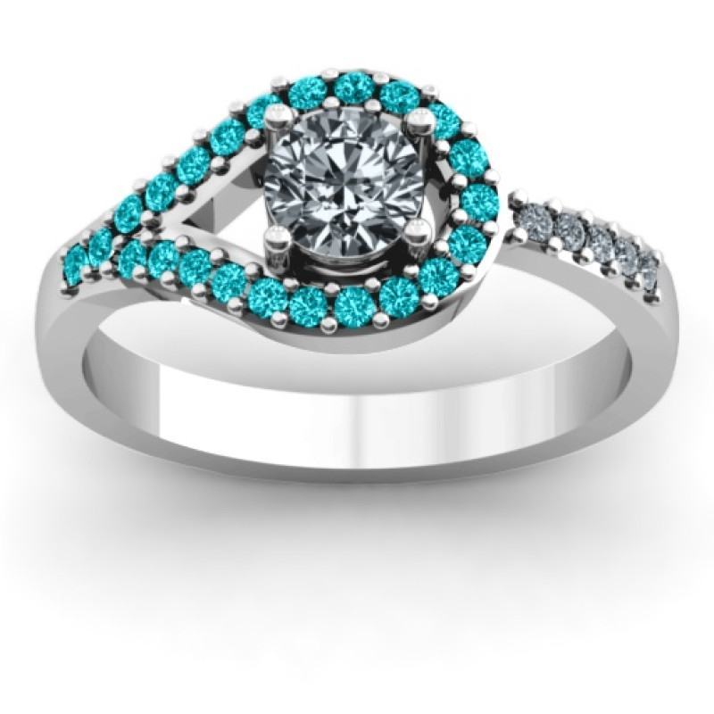 Asymmetrical Wrap Knot Ring Asymmetrical wrap knot ring with centre stone and side stone detailing
