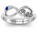 BFF friendship infinity ring with birthstones product view