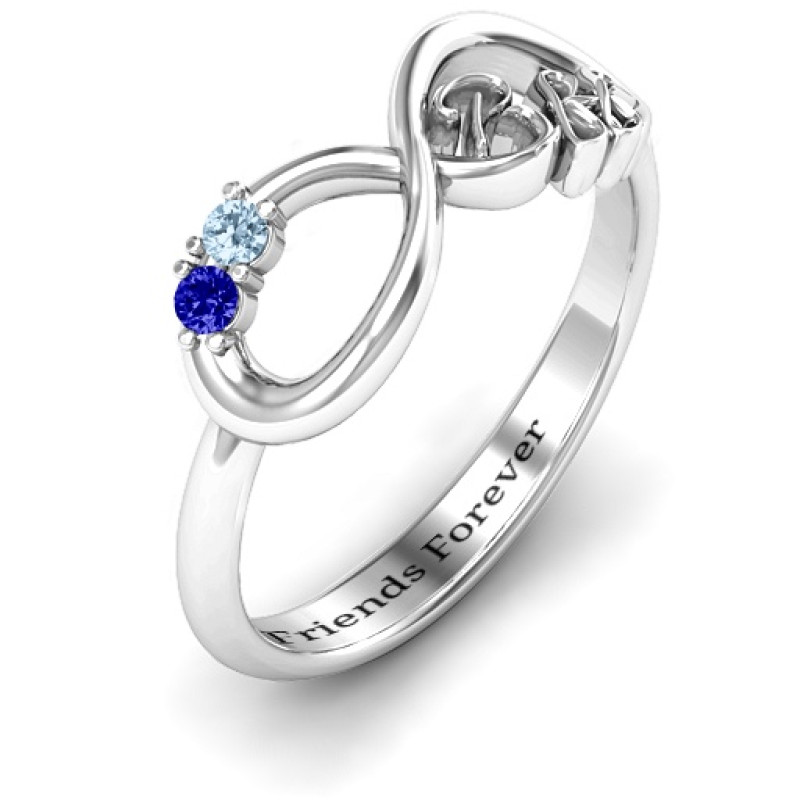 BFF friendship infinity ring with birthstones product view