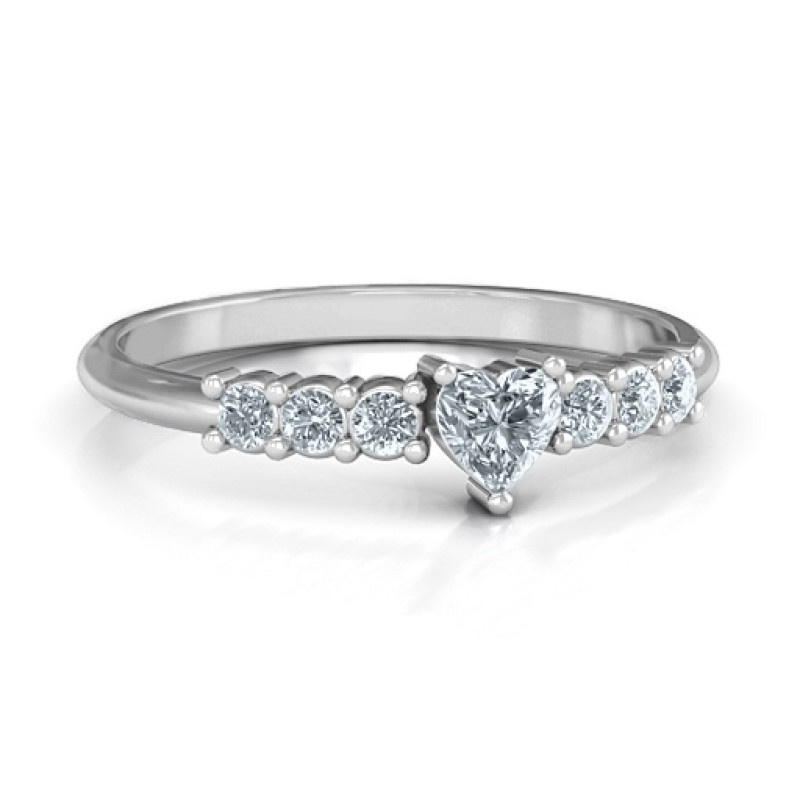 Beaming with Love Ring with heart-cut centre stone and side accent stones