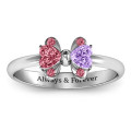 Beauty and the Bow Ring with heart-shaped stones arranged as a bow