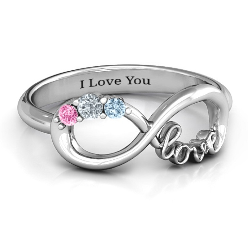 Birthstone Infinity Love Ring Birthstone Infinity Love Ring with centre and side stones