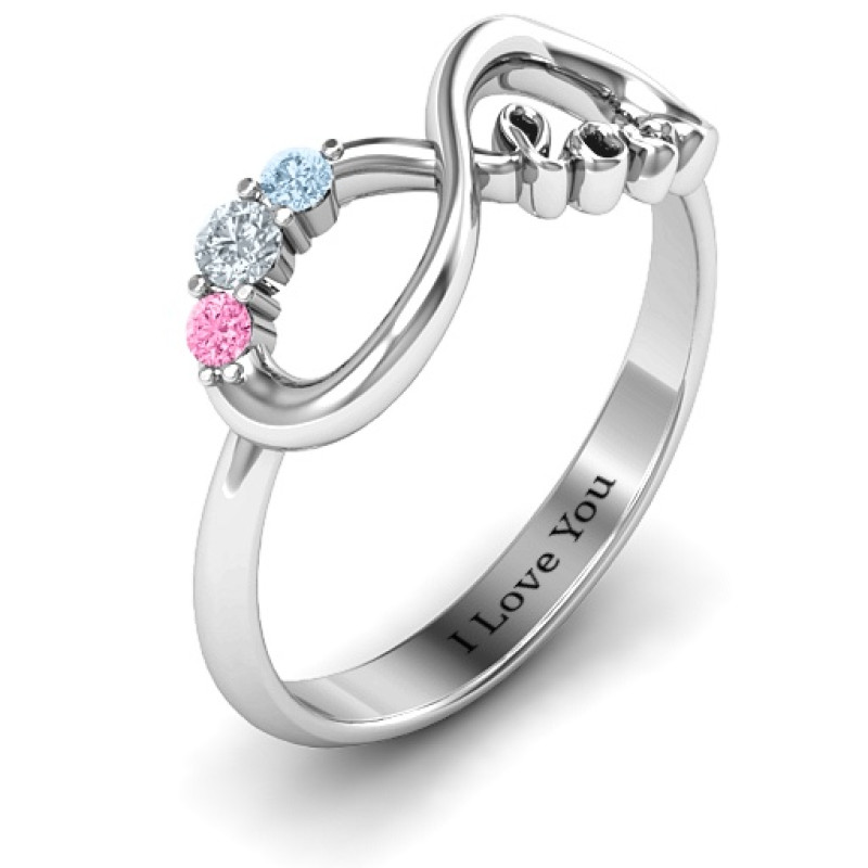 Birthstone Infinity Love Ring - Product View Birthstone Infinity Love Ring product view