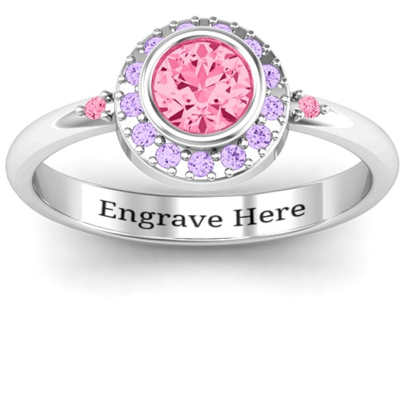 Blooming Round Cluster Ring Blooming Round Cluster Ring with halo and side accent stones