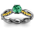 Braided shank round stone ring with accent weaves