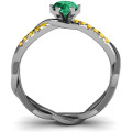 Braided shank round stone ring with accent weaves