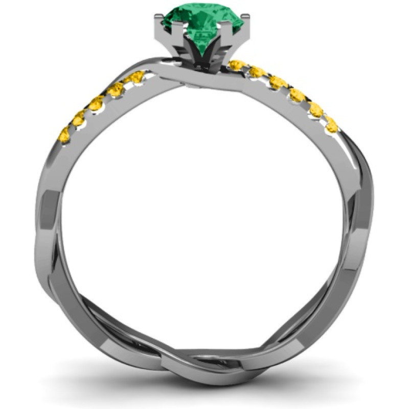 Braided shank round stone ring with accent weaves