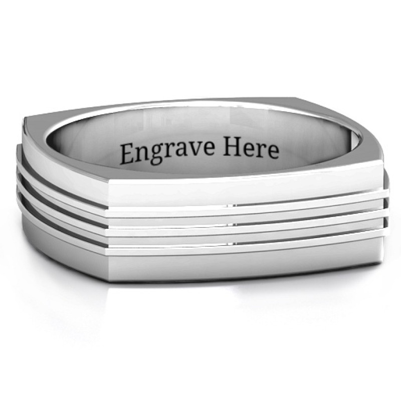 Bridge Grooved Square Men's Ring Bridge grooved square-shaped men's ring