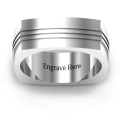 Bridge Grooved Square Men's Ring - Gallery View Bridge grooved square-shaped men's ring gallery view