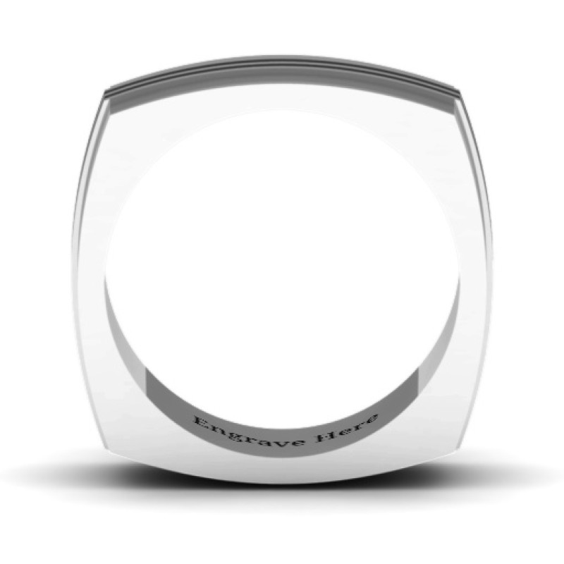 Bridge Grooved Square Men's Ring - Gallery View Bridge grooved square-shaped men's ring gallery view