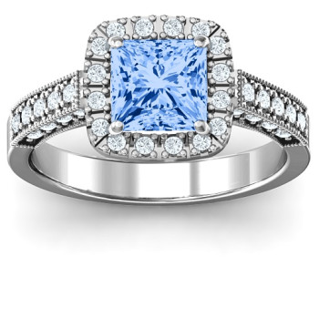Brilliant Princess Ring with Profile Accents Brilliant Princess Ring with Profile Accents