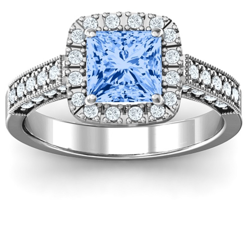 Brilliant Princess Ring with Profile Accents Princess-cut ring with profile accent stones