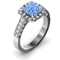 Brilliant Princess Ring with Profile Accents Side View Side view of princess-cut ring with accent stones