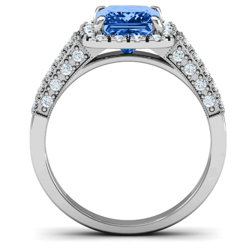 Brilliant Princess Ring Accent Details Princess-cut ring showing round accent stone details