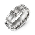 Brushed Men's Ring with Rope Detail and Gemstone Accents Brushed men's ring with rope edge detail and gemstone accents