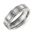 Brushed Milgrain Men's Ring with Gemstone Accents Brushed milgrain men's ring with three round gemstone accents