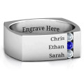 Cache Square-Shaped Gemstone Men's Ring Cache square-shaped men's ring with three gemstones