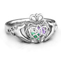Caged Hearts Celtic Claddagh Ring with a heart cage and heart-shaped stone details