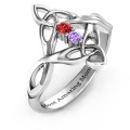 Celtic Trinity Knot ring with two round stone settings