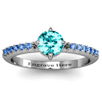 Centre Round Stone Ring with Twin Accent Rows Centre Round Stone Ring with Twin Accent Rows