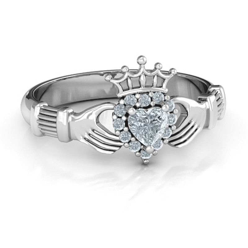 Claddagh with Halo Ring Claddagh with Halo Ring featuring a heart-shaped centre stone and halo setting