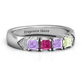 Classic 2-7 Princess Cut Ring with Accents Classic customisable princess-cut ring with side accent stones