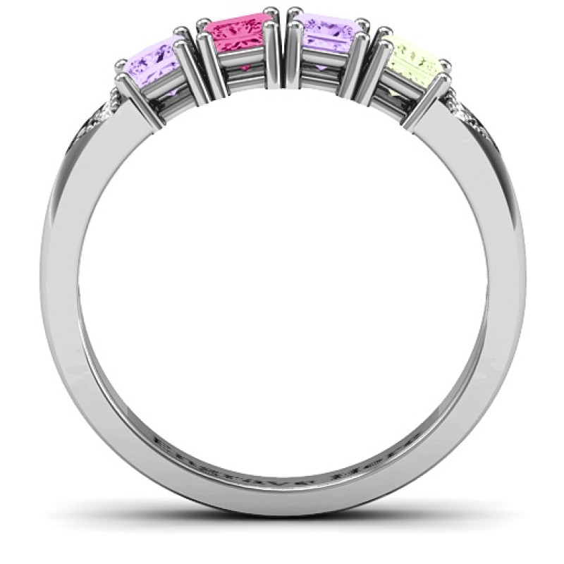 Classic 2-7 Princess Cut Ring with Accents Classic customisable princess-cut ring with side accent stones