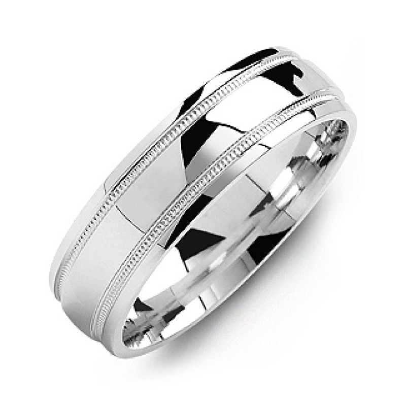 Classic dome high-polish milgrain men's ring