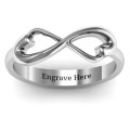 Classic Hearts Infinity Ring with two hearts and infinity symbol