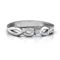 Classic solitaire sparkle ring with an accented infinity band