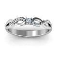 Classic solitaire sparkle ring with an accented infinity band