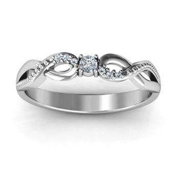 Classic Solitare Sparkle Ring with Accented Infinity Band Classic Solitare Sparkle Ring with Accented Infinity Band