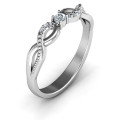 Classic solitaire sparkle ring with an accented infinity band