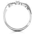 Classic solitaire sparkle ring with an accented infinity band