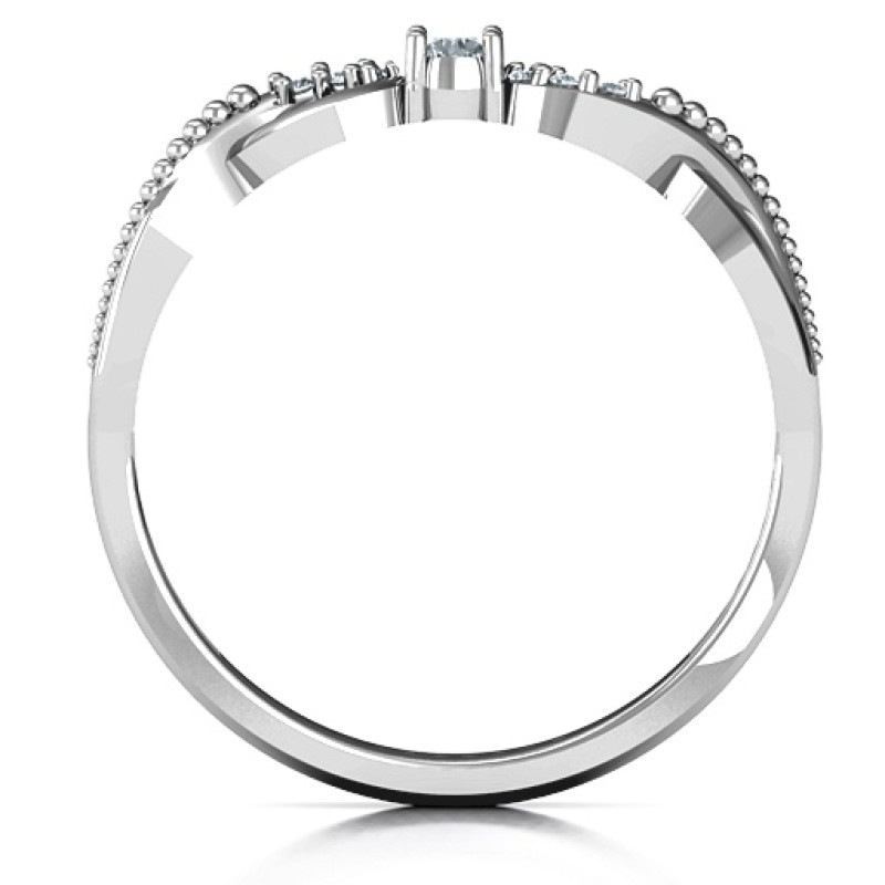 Classic solitaire sparkle ring with an accented infinity band