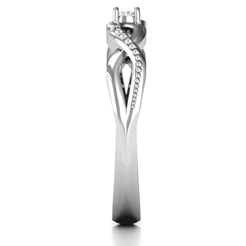 Classic solitaire sparkle ring with an accented infinity band