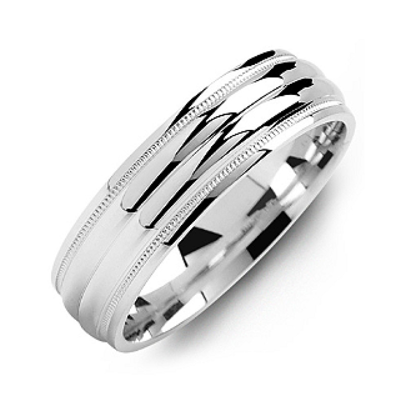 Classic Two-Line Milgrain Men's Ring Classic men's ring with two polished lines and milgrain edges