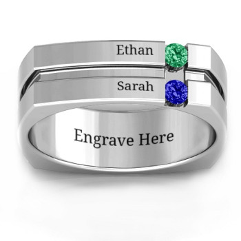 Crevice Grooved Square-shaped Gemstone Men's Ring Crevice Grooved Square-shaped Gemstone Men's Ring