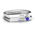 Grooved Personalised Women's Ring Grooved square-topped women's ring with two round stones