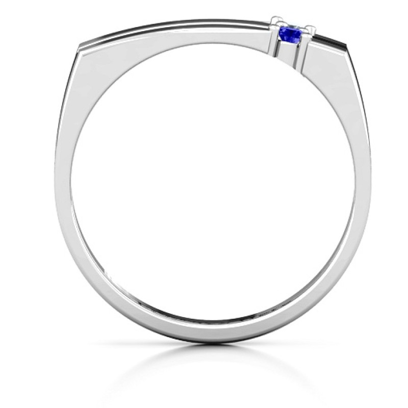 Grooved Women's Ring Side View Grooved square-topped women's ring side view