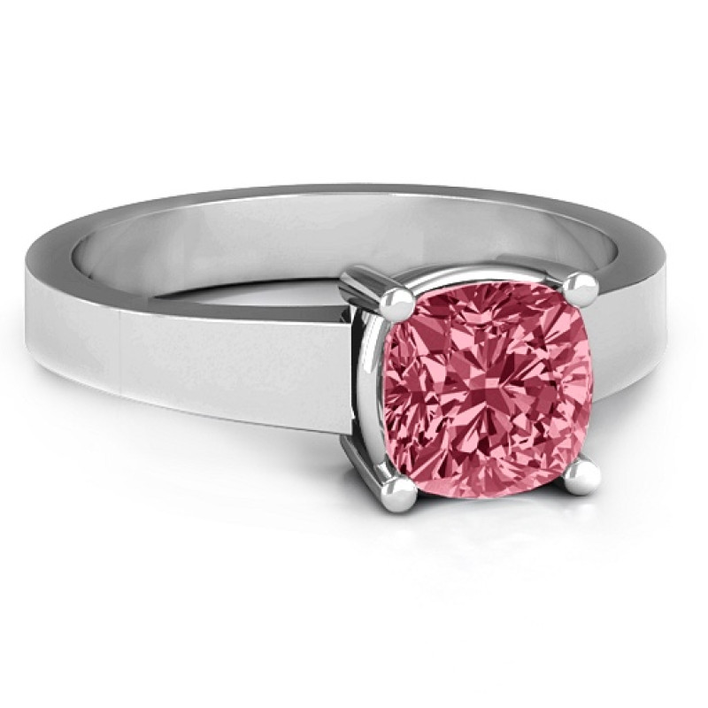 Cushion Cut Solitaire Ring with a cushion-cut centre stone